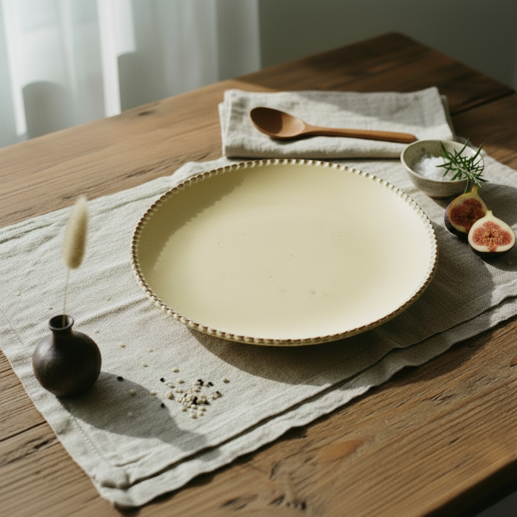 Yellow Earthenware Plate - No Cup